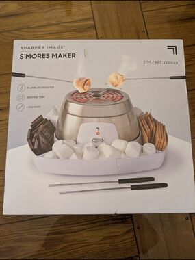 Sharper Image White and Silver S'mores Maker with Skewers
